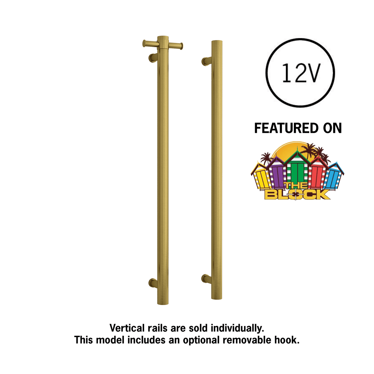 Thermorail Straight/Round 12Volt Vertical Bar - 900x142x100mm - 22Watts