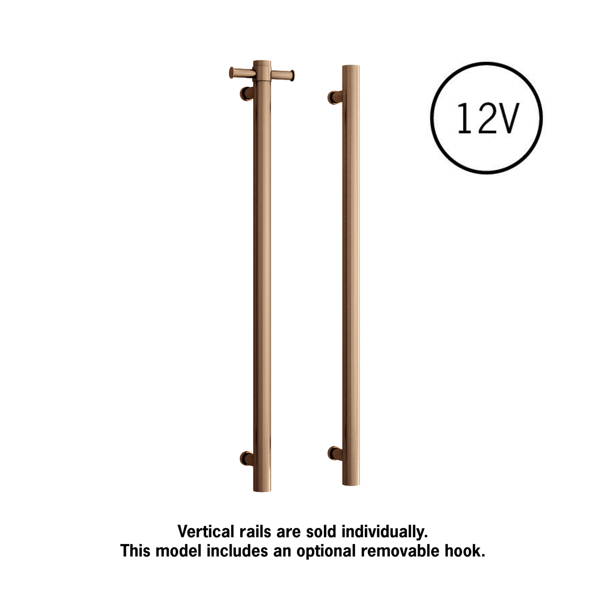 Thermorail Straight/Round 12Volt Vertical Bar - 900x142x100mm - 22Watts