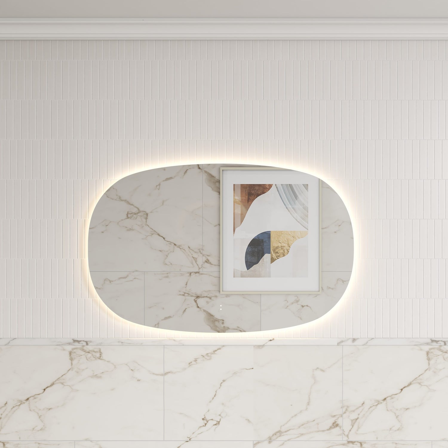 Valmont LED Dimmable Horizontal Oval Framed Mirror 1100mm