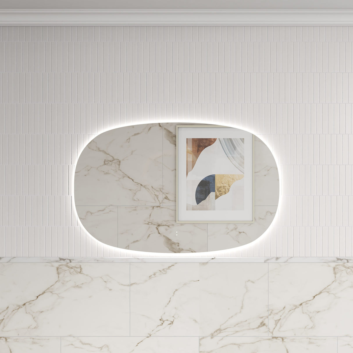 Valmont LED Dimmable Horizontal Oval Framed Mirror 1100mm