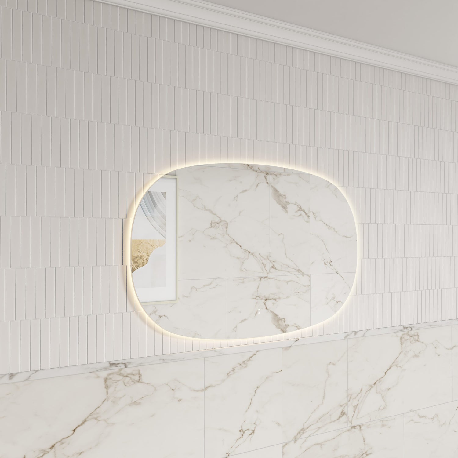 Valmont LED Dimmable Horizontal Oval Framed Mirror 1100mm