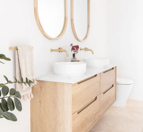 Vanity BYRON Double Bowl Wall Hung 1200mm Natural Oak