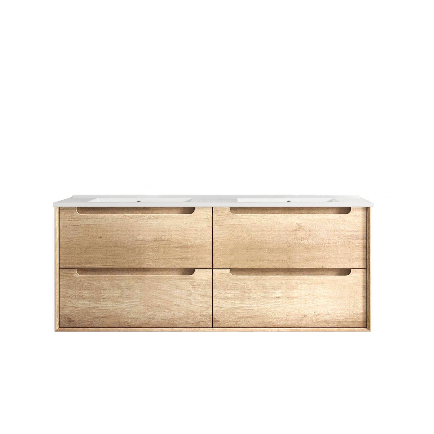 Vanity BYRON Double Bowl Wall Hung 1200mm Natural Oak