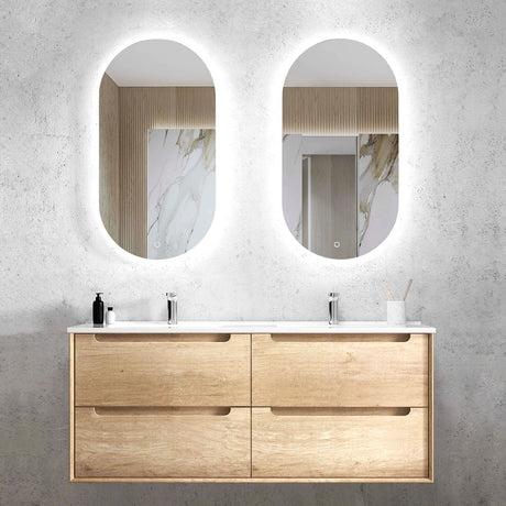 Vanity BYRON Double Bowl Wall Hung 1200mm Natural Oak