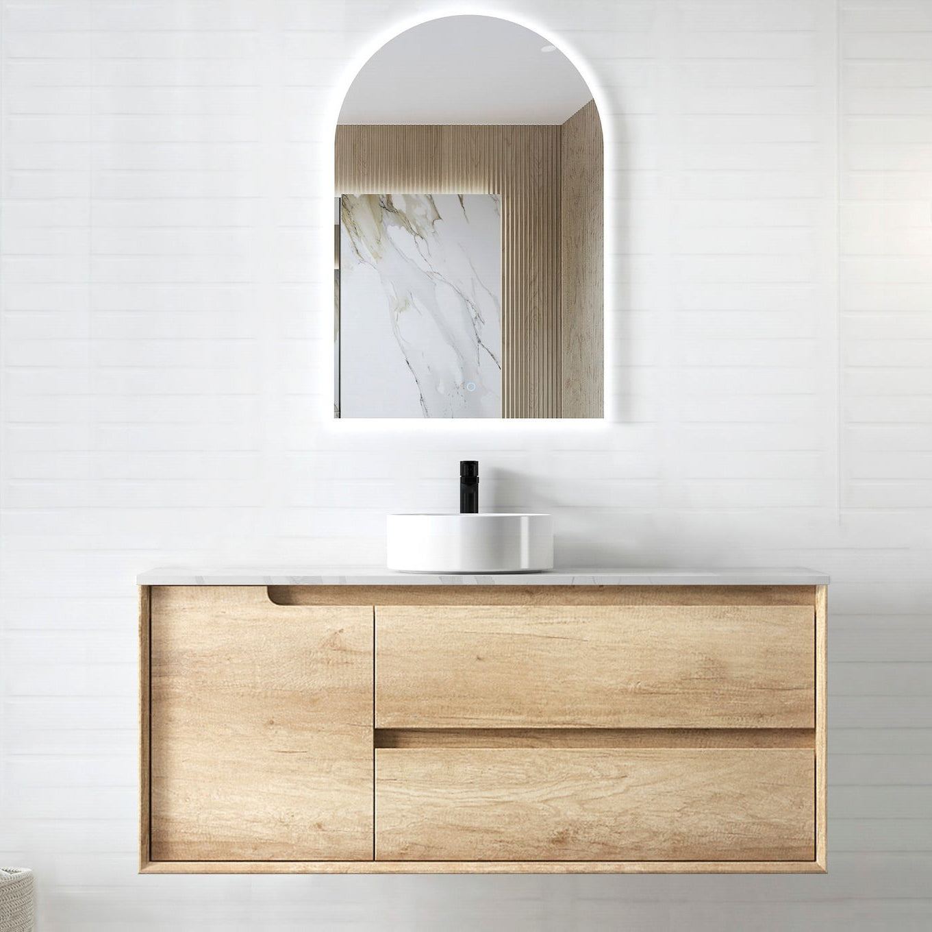 Vanity BYRON Wall Hung 1200mm Natural Oak