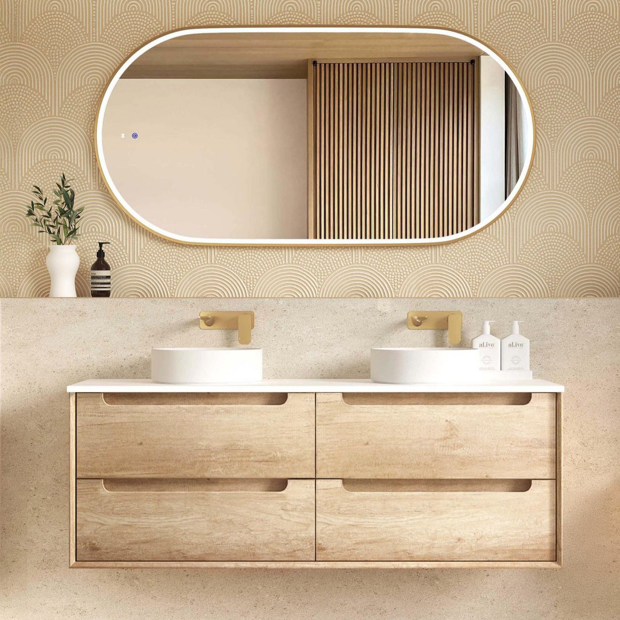 Vanity BYRON Wall Hung 1500mm Natural Oak