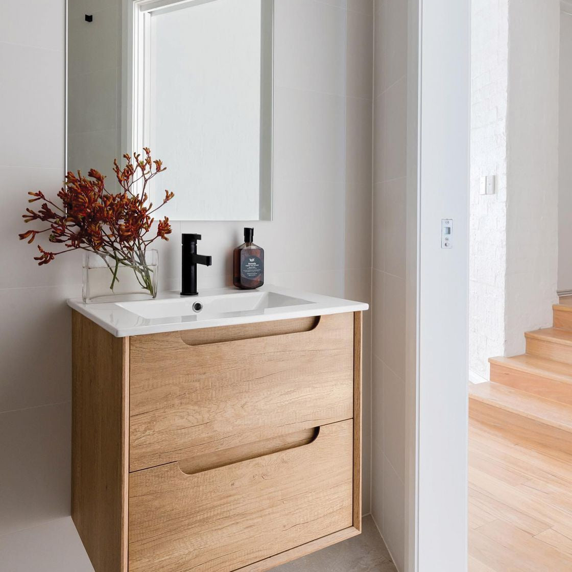 Vanity BYRON Wall Hung 750mm Natural Oak