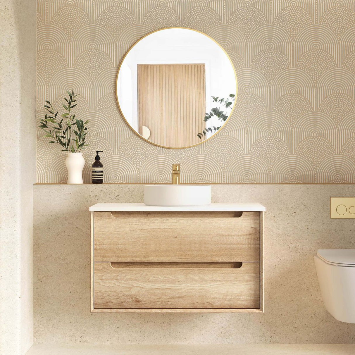 Vanity BYRON Wall Hung 900mm Natural Oak