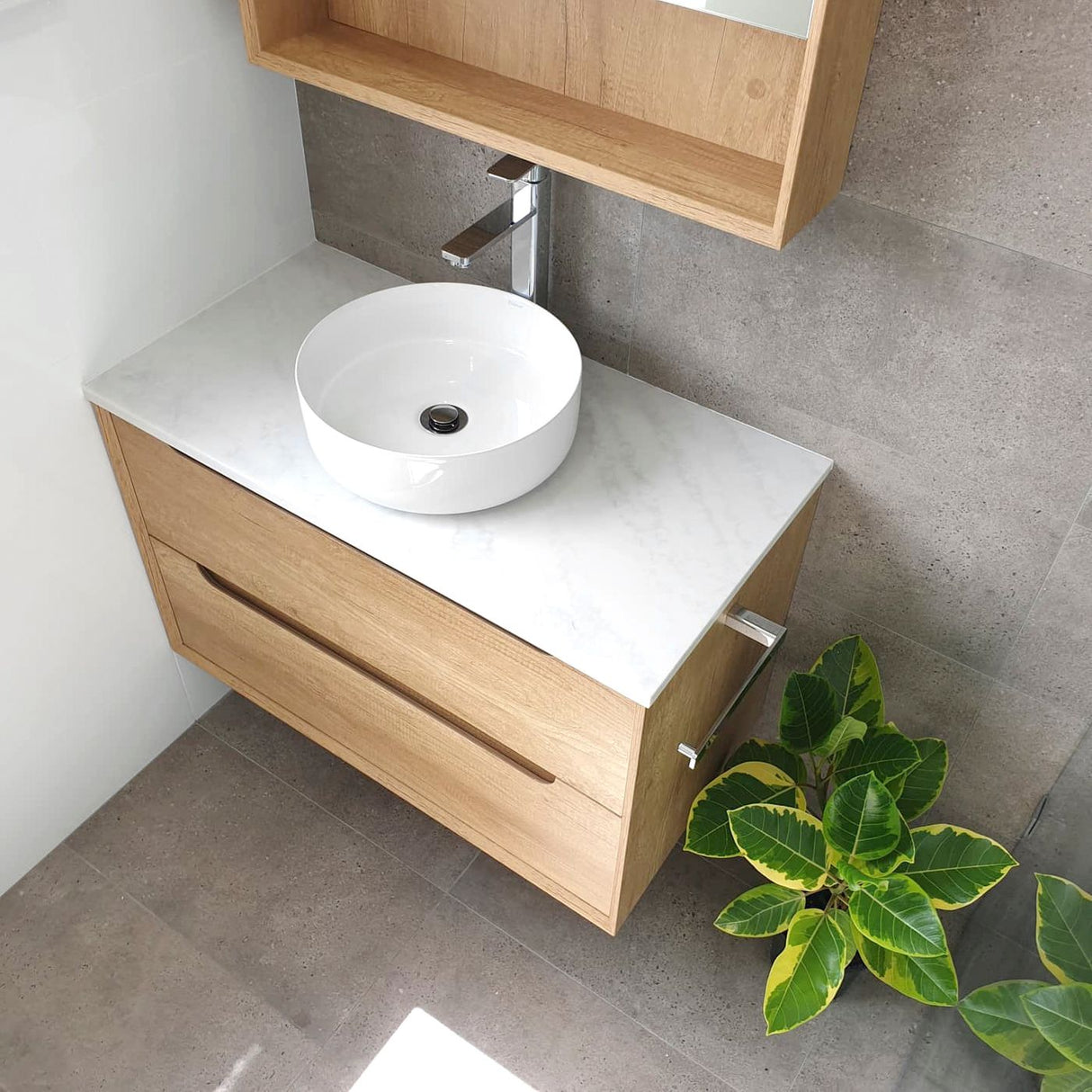 Vanity BYRON Wall Hung 900mm Natural Oak