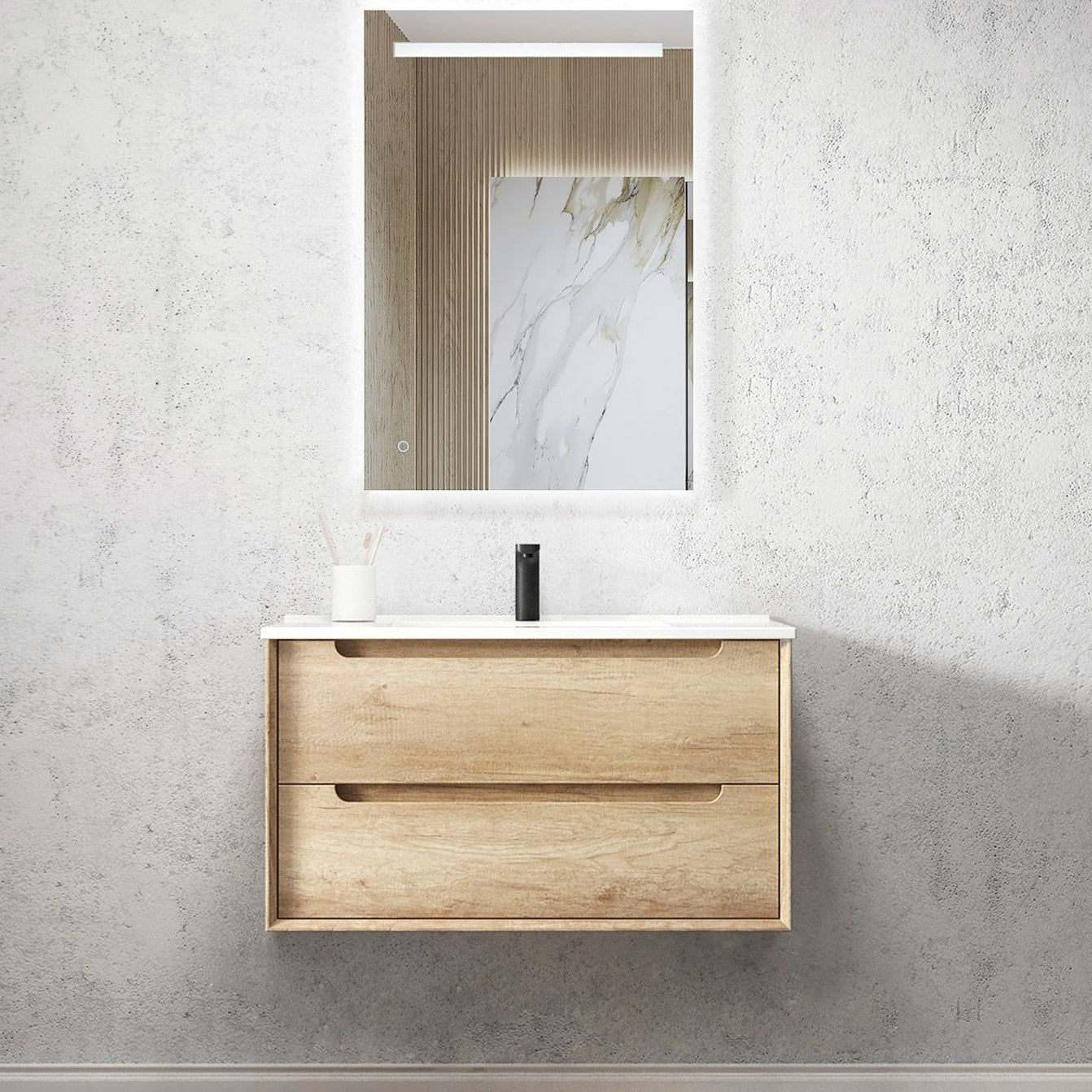 Vanity BYRON Wall Hung 900mm Natural Oak