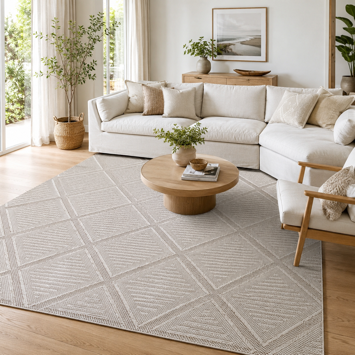 Vanuatu Kenilorea Beige Geometric Flatweave Rug