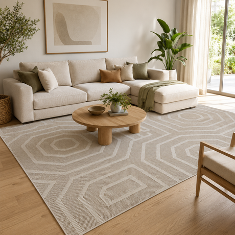 Vanuatu Lui Beige Geometric Flatweave Rug