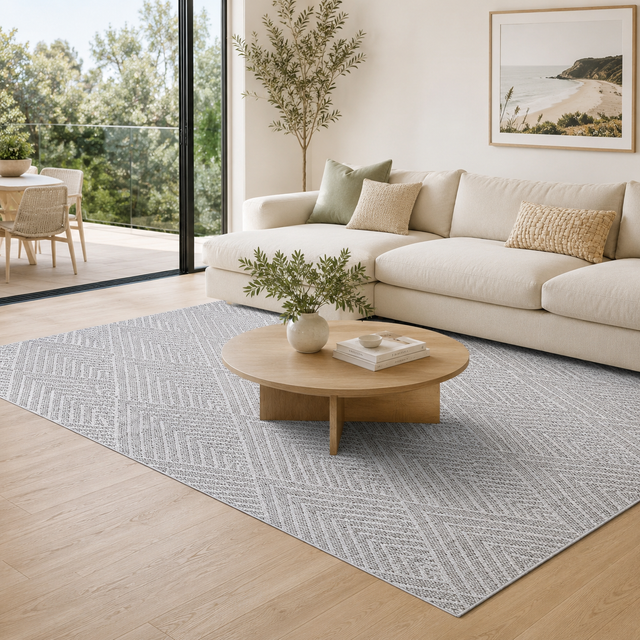 Vanuatu Onika Beige Geometric Flatweave Rug