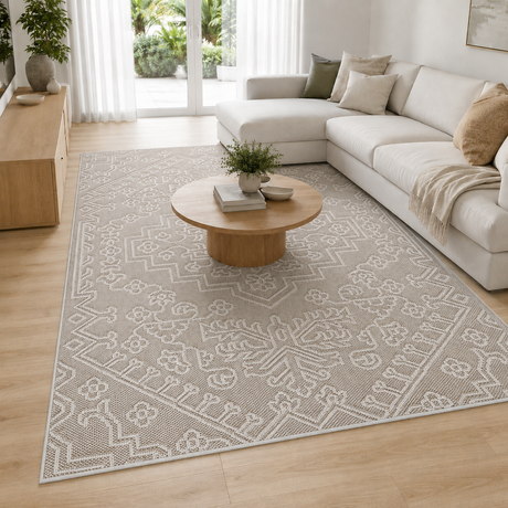 Vanuatu Waita Beige Tribal Flatweave Rug