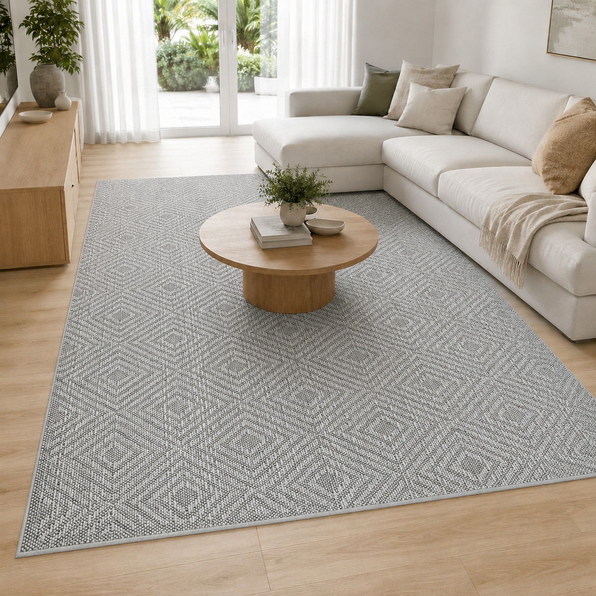 Vanuatu Walasi Ash Geometric Flatweave Rug