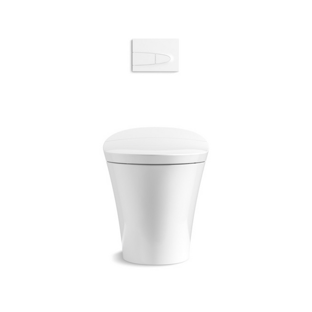 KOHLER Veil Intelligent Rimless Wall Faced Toilet With Bluetooth Remote Bidet Package Elongated Gloss White
