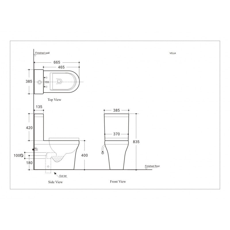 Vella Rimless Nano Glaze Toilet Suite (Gloss White)