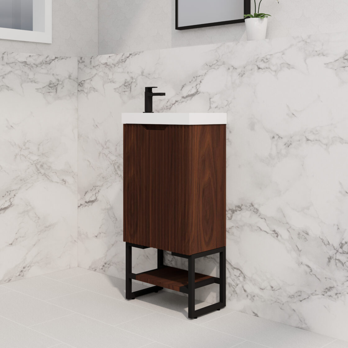 ABS Vienna Mini Wall Hung Vanity 450 (Brown Oak)
