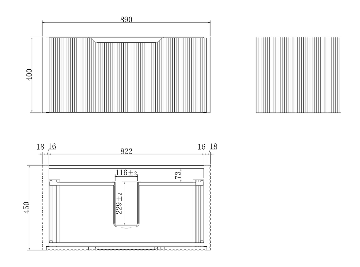 Riva VIENNA Wall Hung Vanity White Oak (All Sizes)