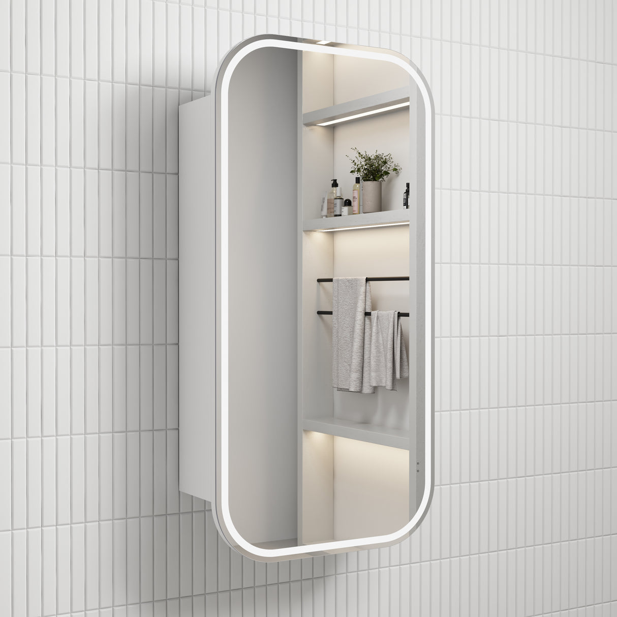 AULIC Vienna Front-Lit LED Frameless Shaving Cabinet 450mmW