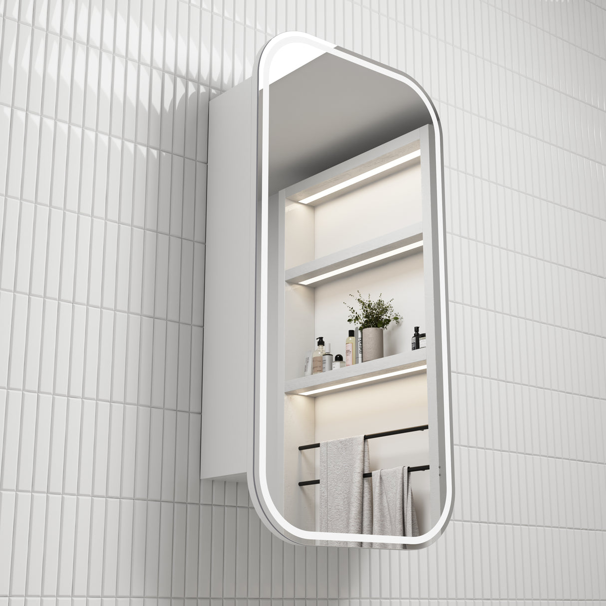 AULIC Vienna Front-Lit LED Frameless Shaving Cabinet 450mmW