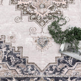 Washwell Beige Grey Machine Washable Rug - WASH004