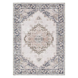 Washwell Beige Grey Machine Washable Rug - WASH004