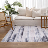 Washwell Blue Multi Abstract Machine Washable Rug - WASH006
