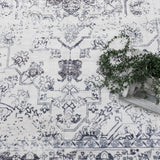 Washwell Blue Distressed Medallion Machine Washable Rug - WASH007