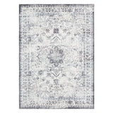 Washwell Blue Distressed Medallion Machine Washable Rug - WASH007