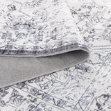 Washwell Blue Distressed Medallion Machine Washable Rug - WASH007