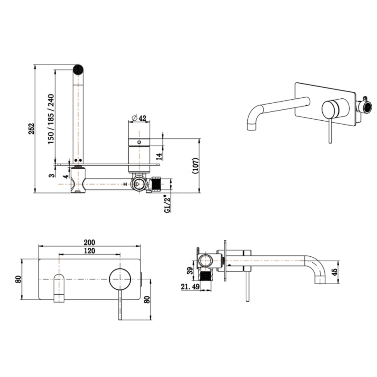 Mica Wall-Spout Combo - 1P - TRIM KIT
