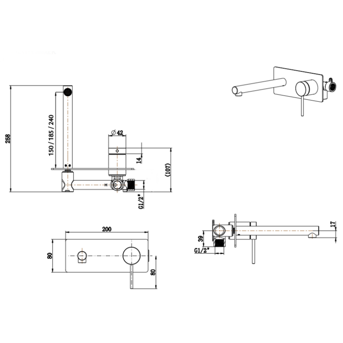 Mica Wall-Spout Combo - 1P - TRIM KIT