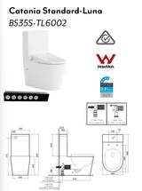 CATANIA Standard LUNA Rimless Back to Wall Smart Toilet Suite