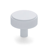 Manovella White Round Knurled Cabinet Knob - Octavia