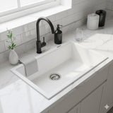 White Carysil Granite Single Bowl Kitchen Sink - 780x510x220mm