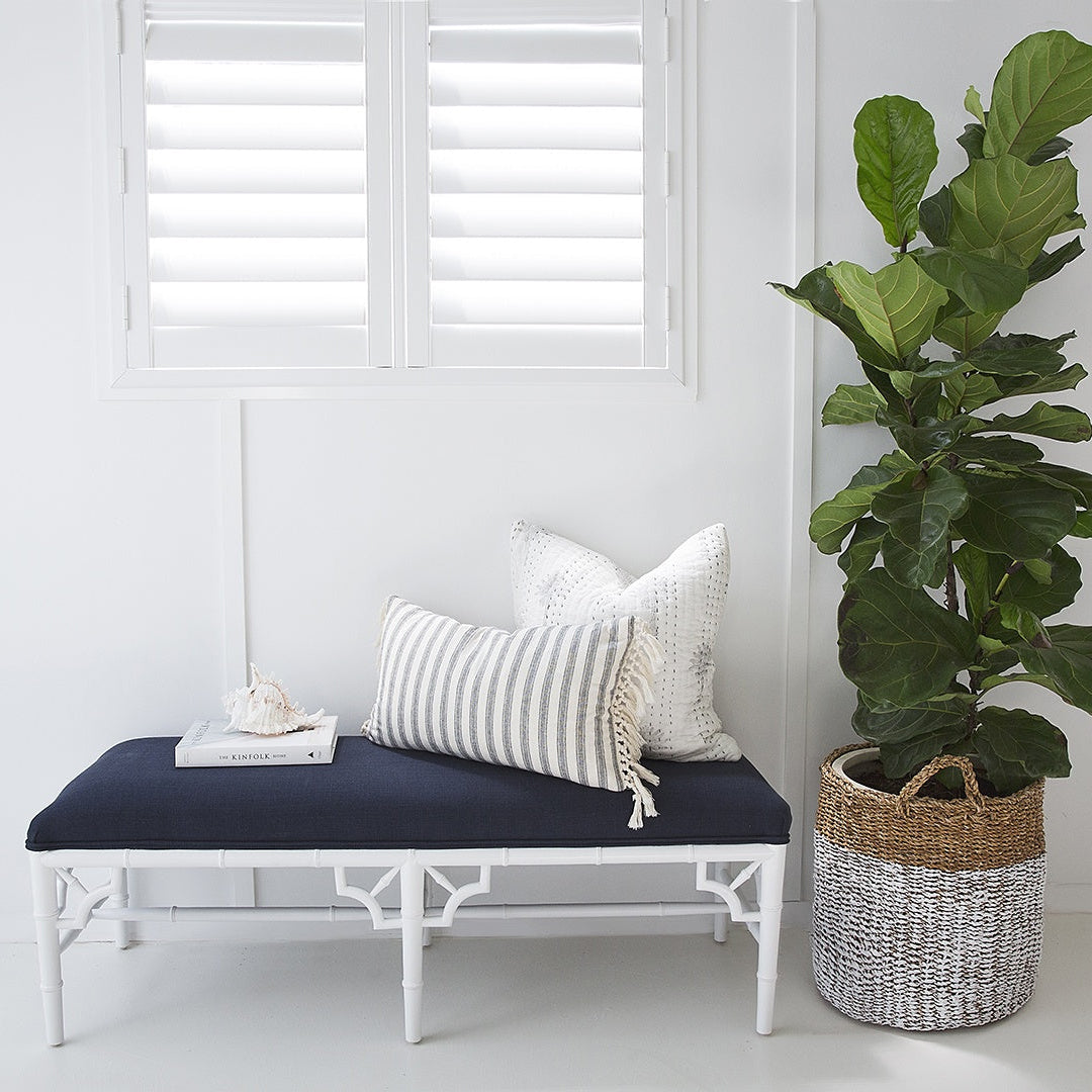 Whitley Chester Mahogany Bench Seat | Bed End – 1.2m – Navy Cushion