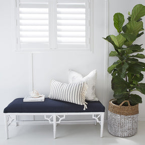 Whitley Chester Mahogany Bench Seat | Bed End – 1.2m – Navy Cushion
