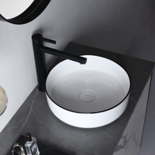 Aulic DOVE Black&White Ceramic Basin (Round: 360x360x120)
