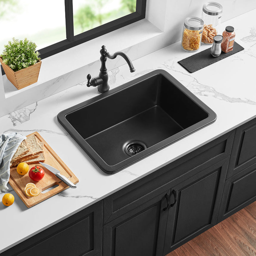 POS Camden Matte Black Fireclay Undermount Kitchen Sink 677x470x254mm
