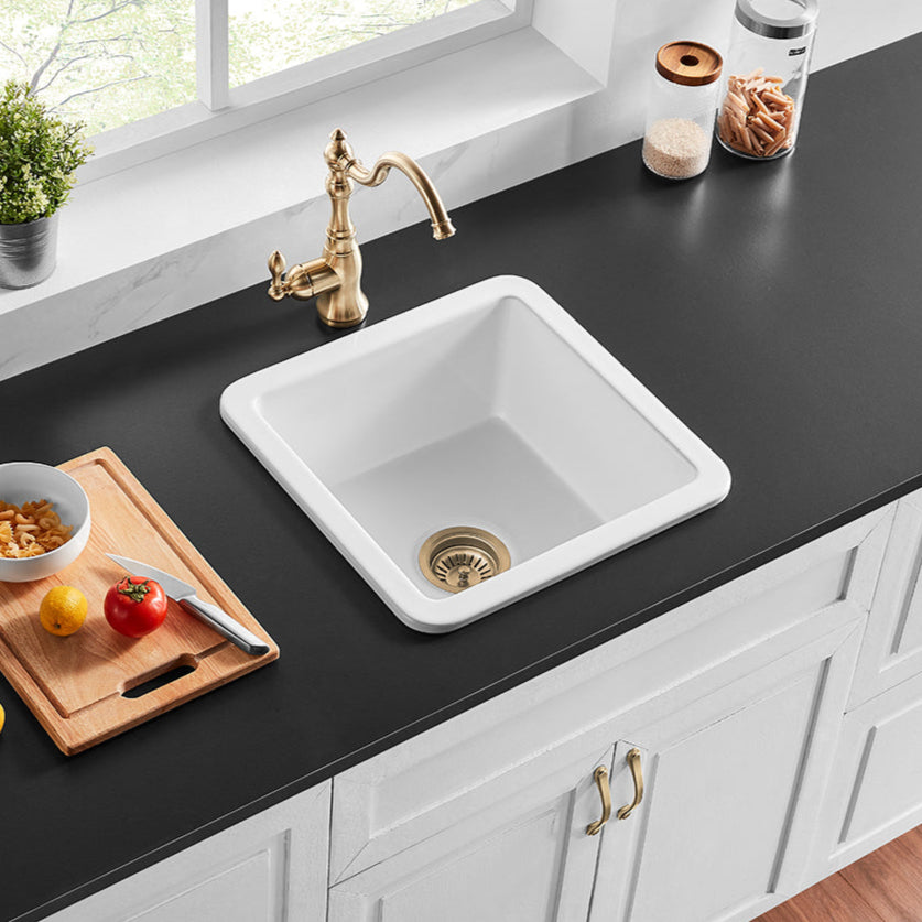 POS Camden Gloss White Fireclay Undermount Kitchen Sink 457x457x228mm