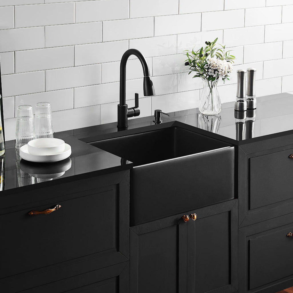 POS Chelsea Fireclay farmhouse single sink 660x451x253 (Matte Black)