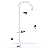 Yale Round Floor-mounted Bath Spout - Technical Drawing