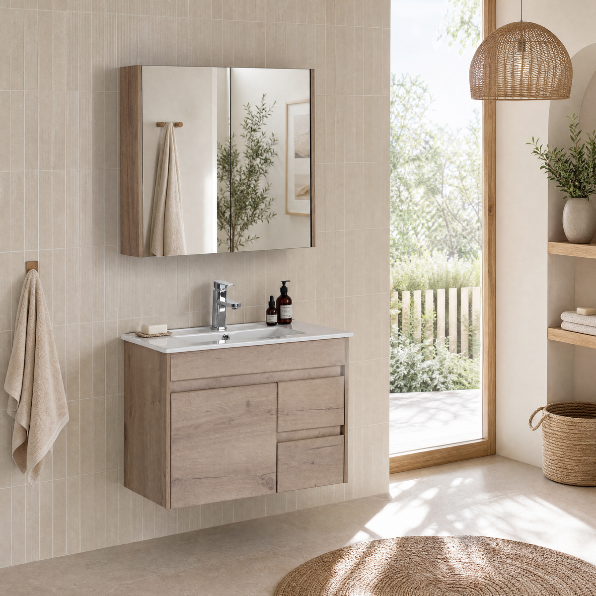 YORK Slim Wall Hung Vanity Max Oak (All Sizes)