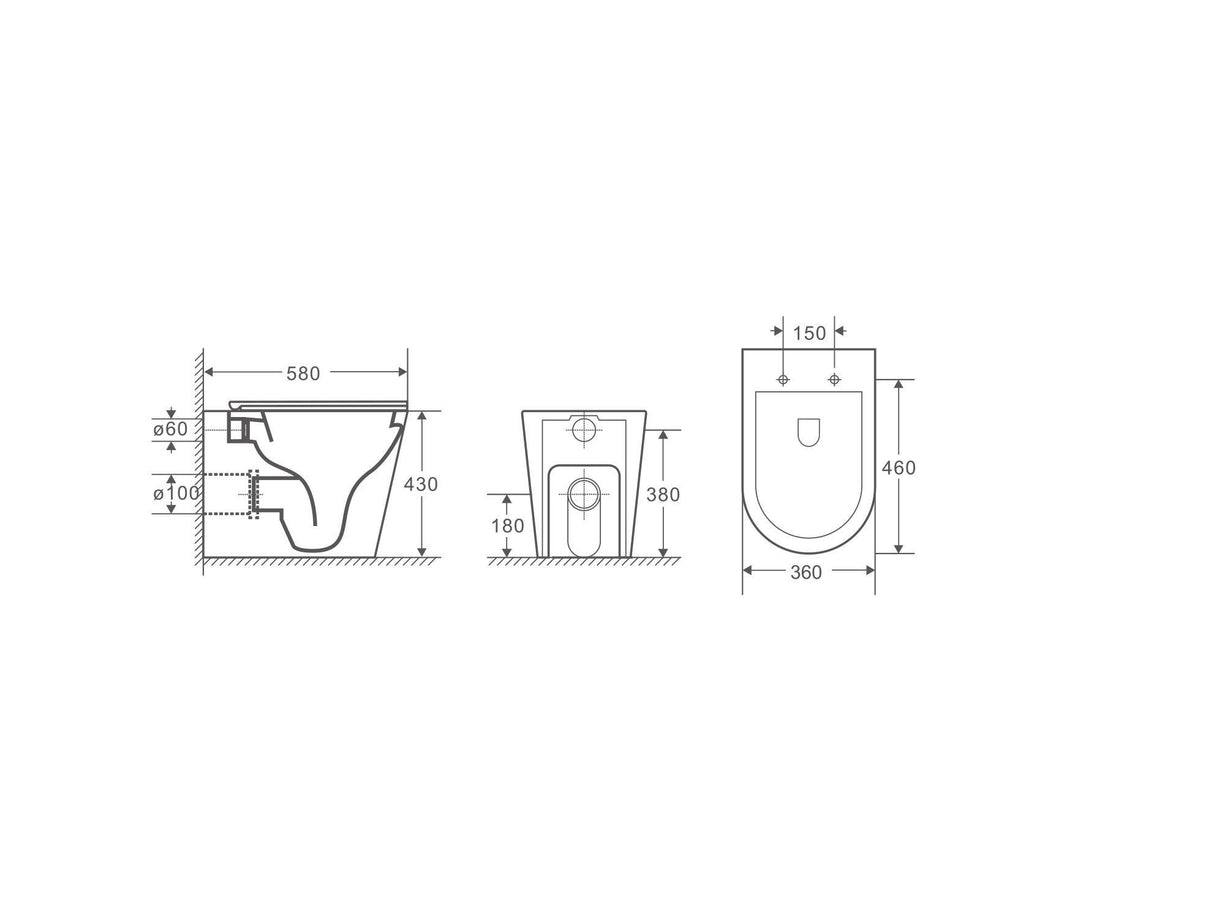 Berlin99 Wall-Faced Floor Pan Toilet (Matte White)