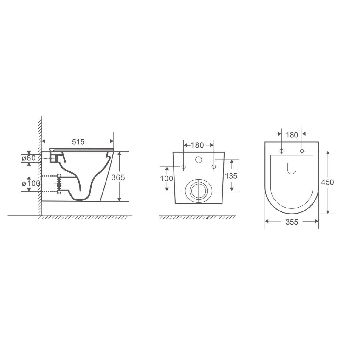 Berlin66 Wall Hung Toilet Pan (Gloss White)