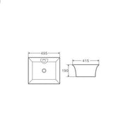ZENTO 49S Semi-Pedestal Wall Hung Rectangular Basin (495x415x190mm)