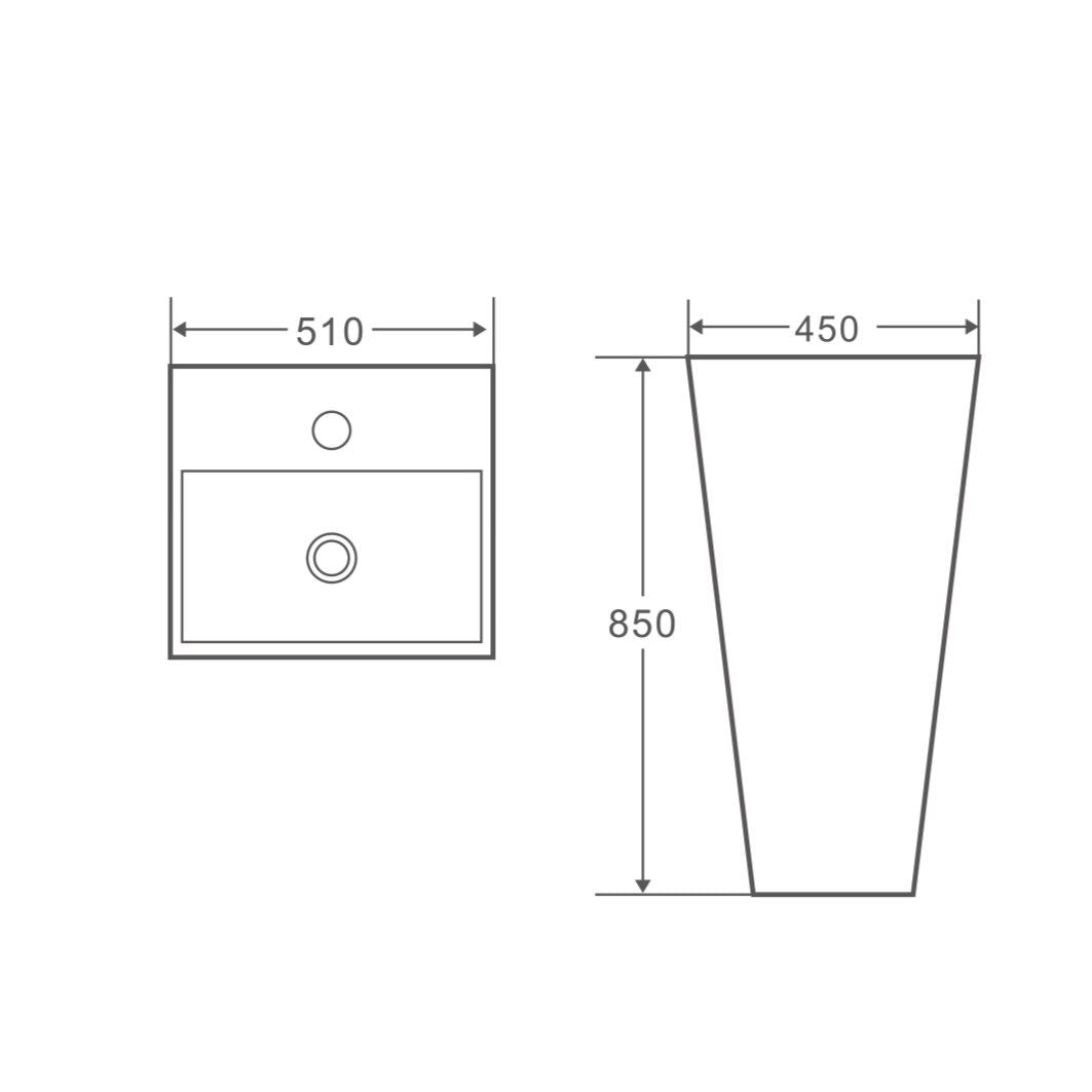 ZENTO 51 Freestanding Rectangular Pedestal Basin (510x450x850mm)