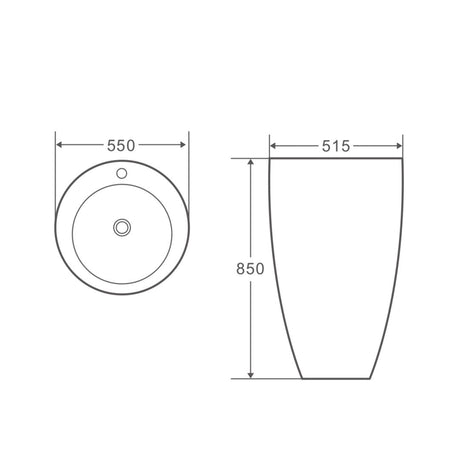 ZENTO 55 Freestanding Oval Basin (550x515x850mm)