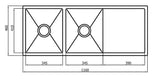 ZUE Sink 116D 1160x460x220mm-drawing